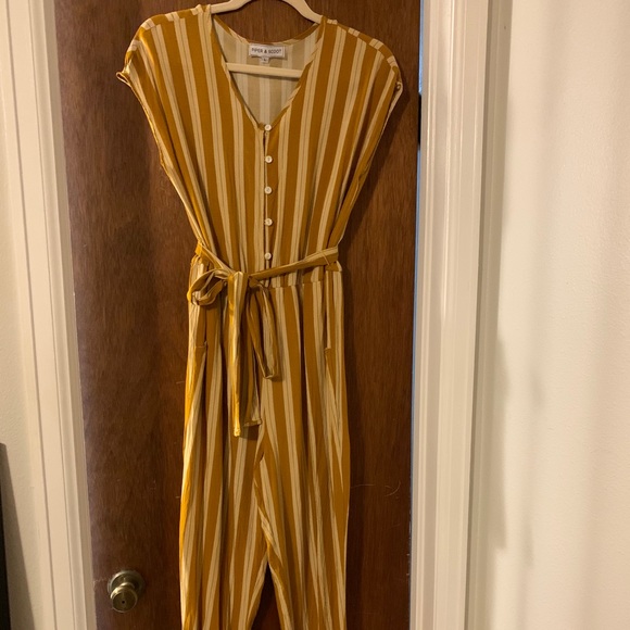 Piper and Scoot The Delta Striped Jumpsuit in Gold - Picture 2 of 2
